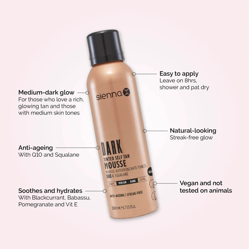Sienna X Dark Tinted Self Tan Mousse 200ml