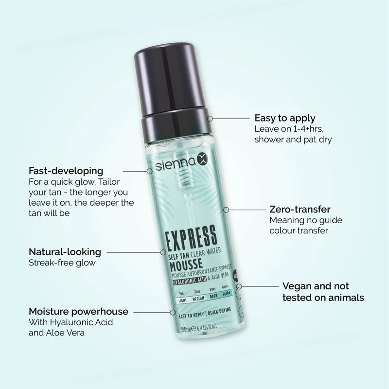 Sienna X Express Clear Self Tan Water Mousse 190ml