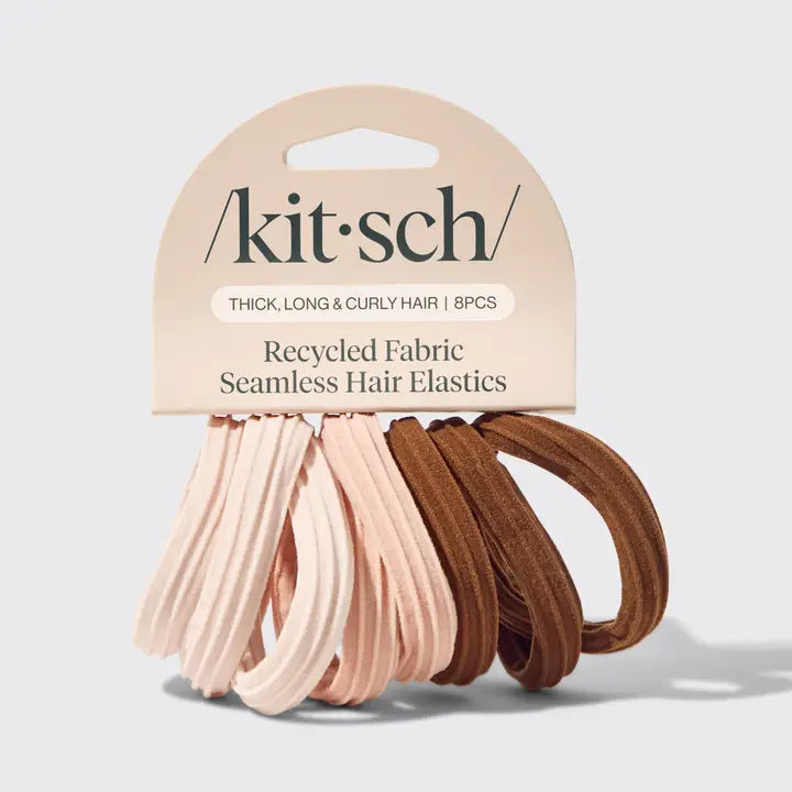Kitsch Recycled Seamless Hair Elastics 8pc Set - Rosewood