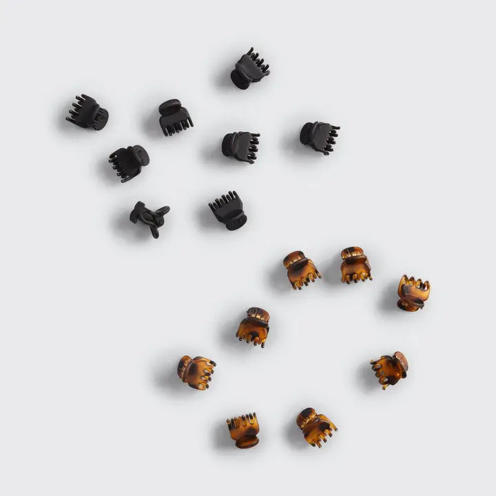 Kitsch Recycled Plastic Micro Classic Claw Clips 16pc Set - Black & Tort