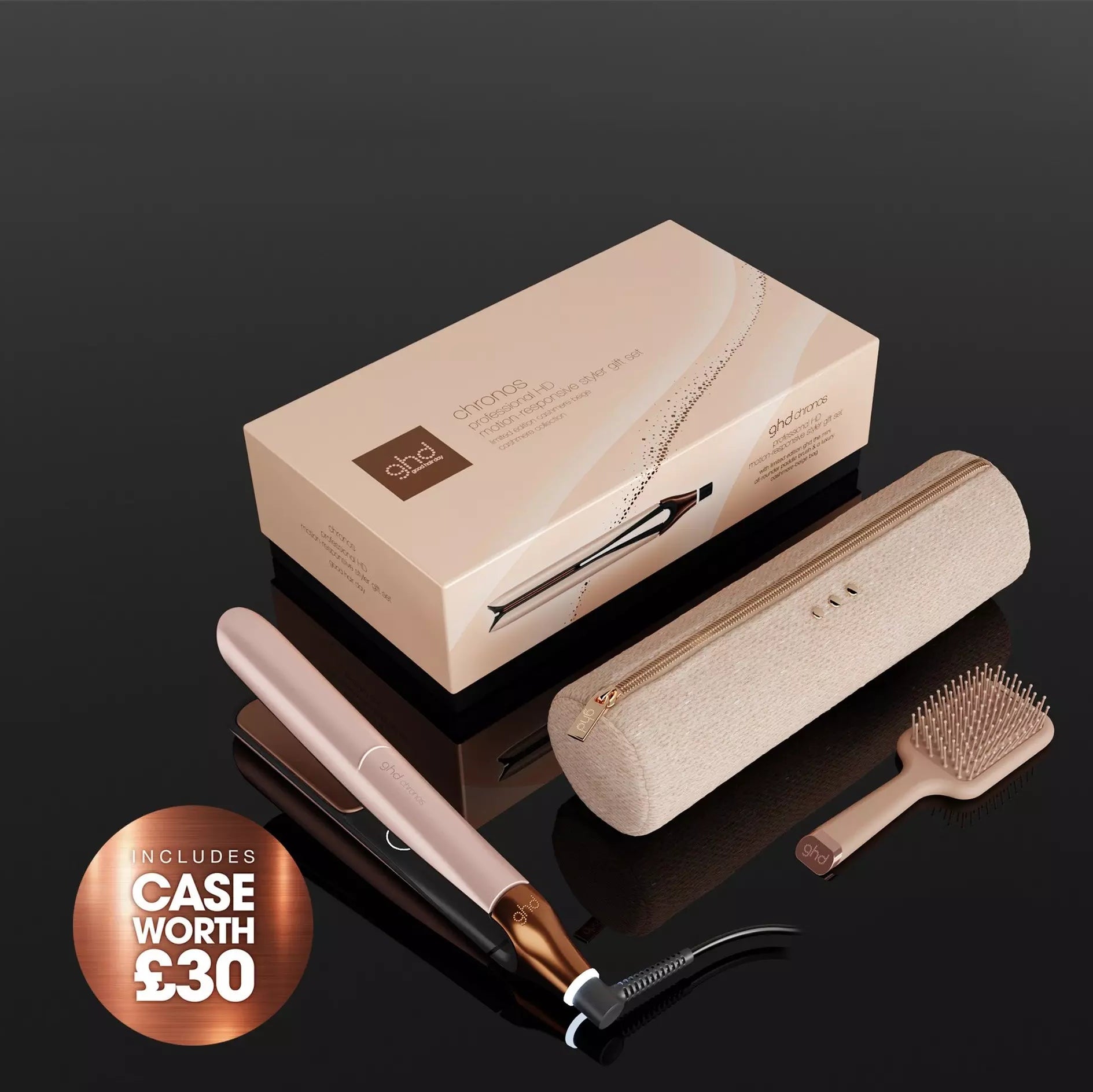 ghd Chronos Hair Straightener Festive Gift Set In Cashmere Beige