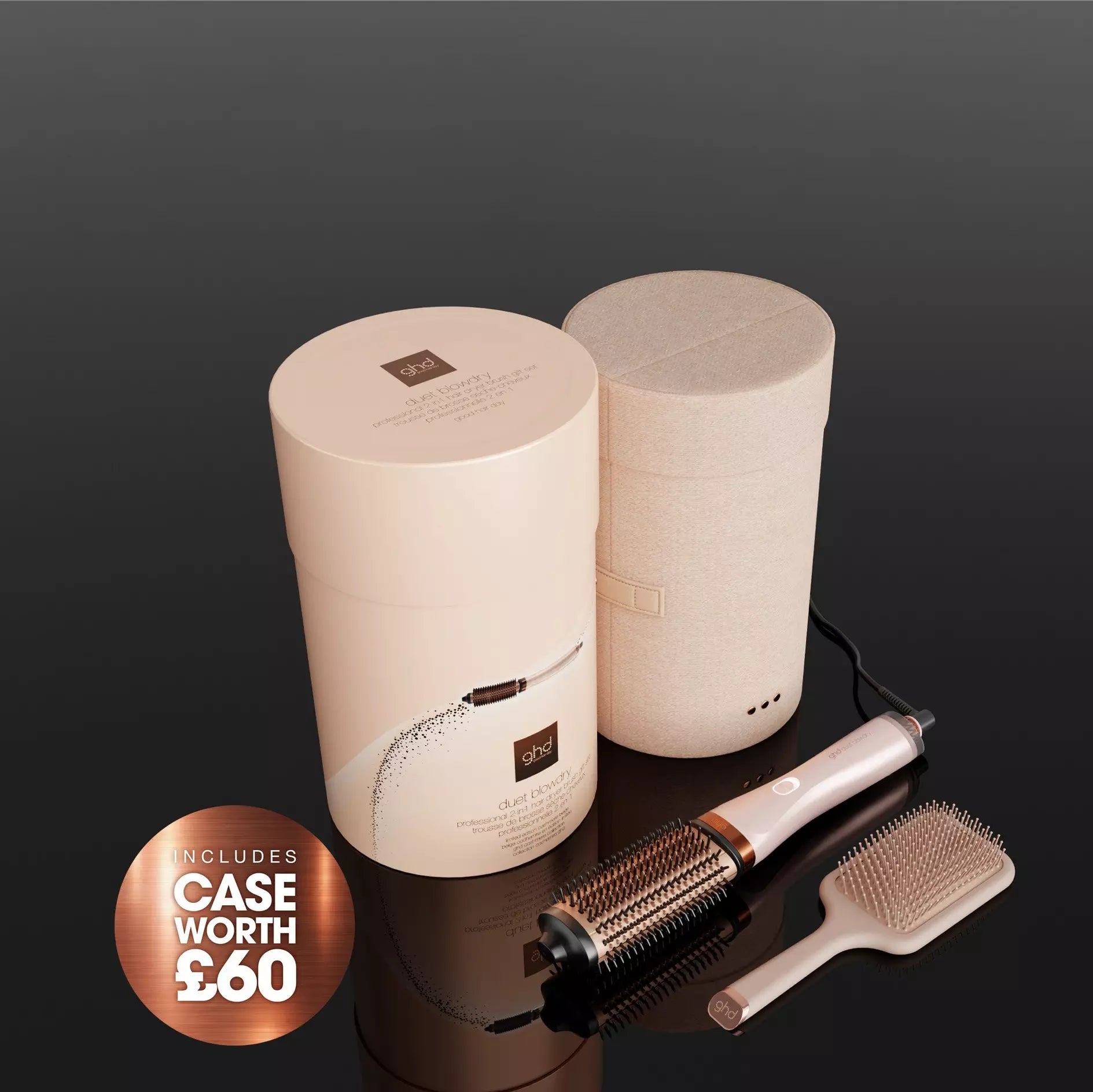 ghd Duet Blowdry Hair Dryer Brush Festive Gift Set In Cashmere Beige