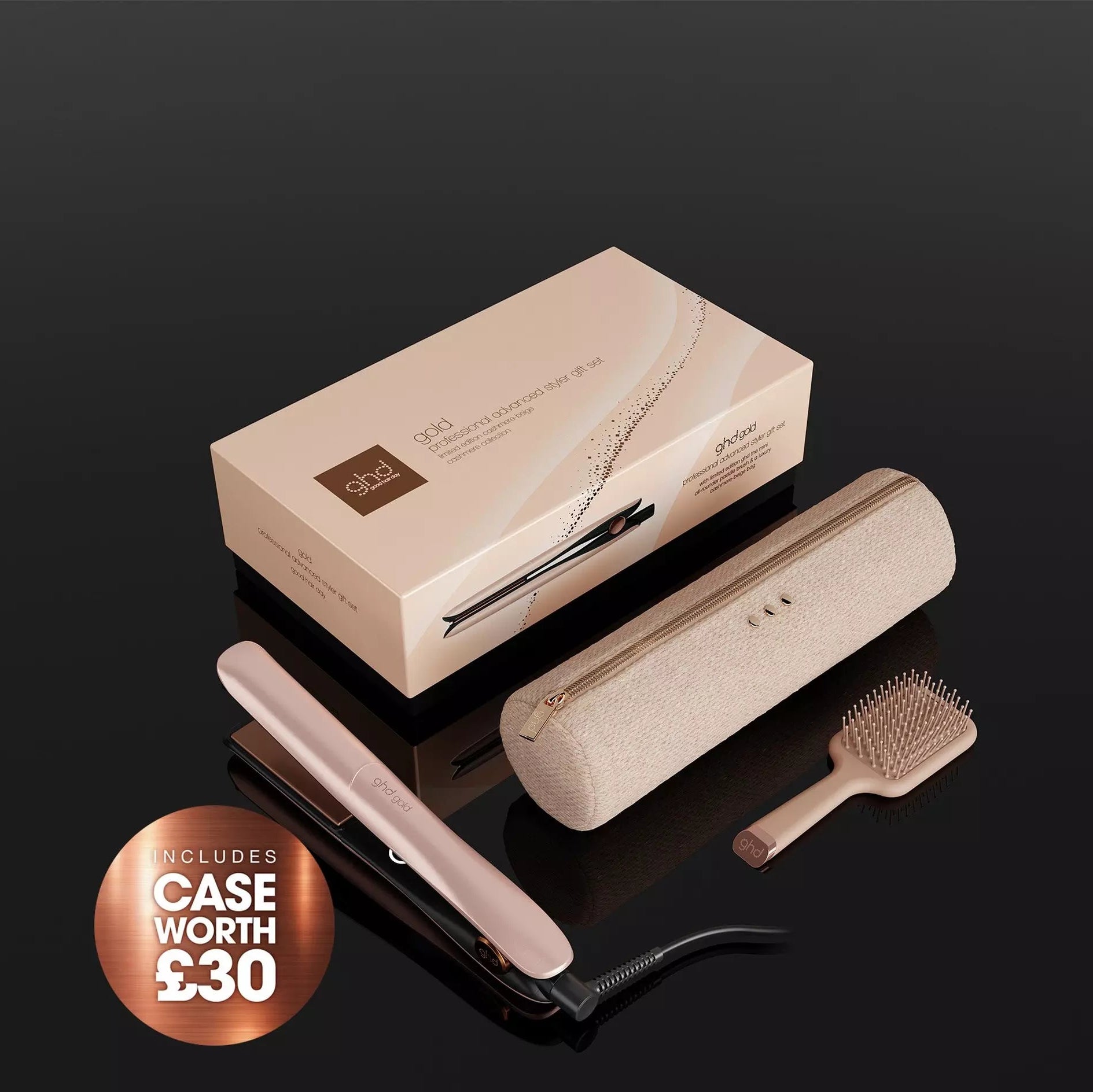 ghd Gold Hair Straightener Festive Gift Set in Cashmere Beige