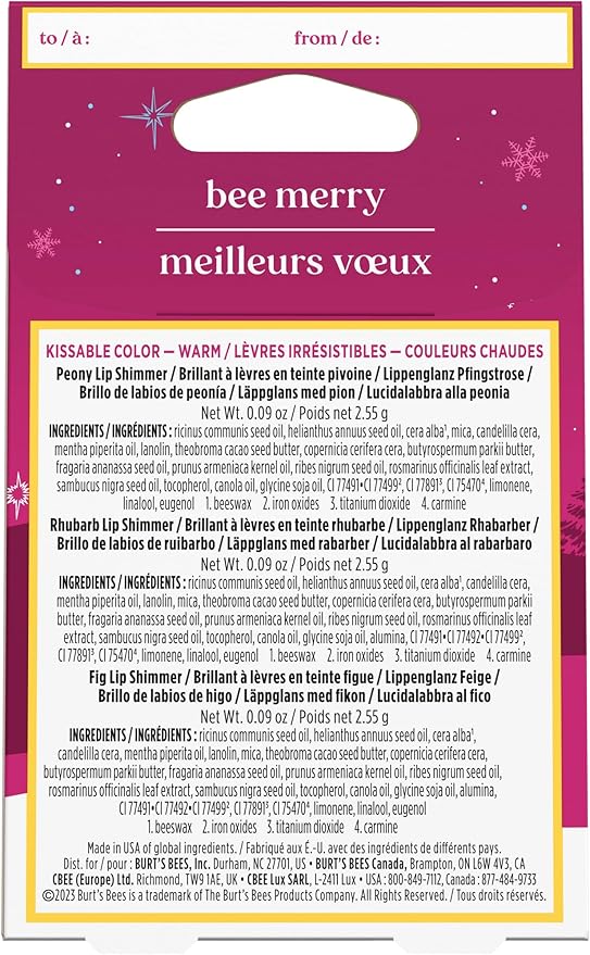 Burt's Bees Kissable Colour Lip Shimmer Gift Set