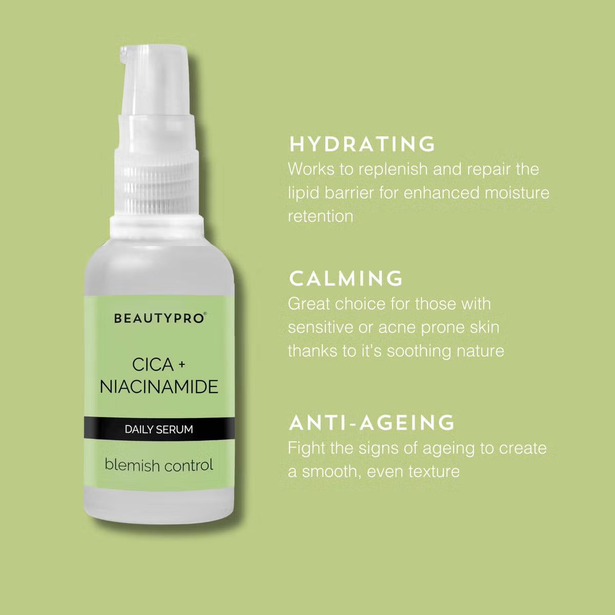 BEAUTYPRO Cica + Niacinamide Blemish Control Serum 30ml Benefits