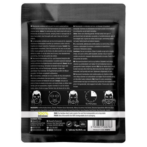 Barber Pro Blemish Control Face Sheet Mask Back