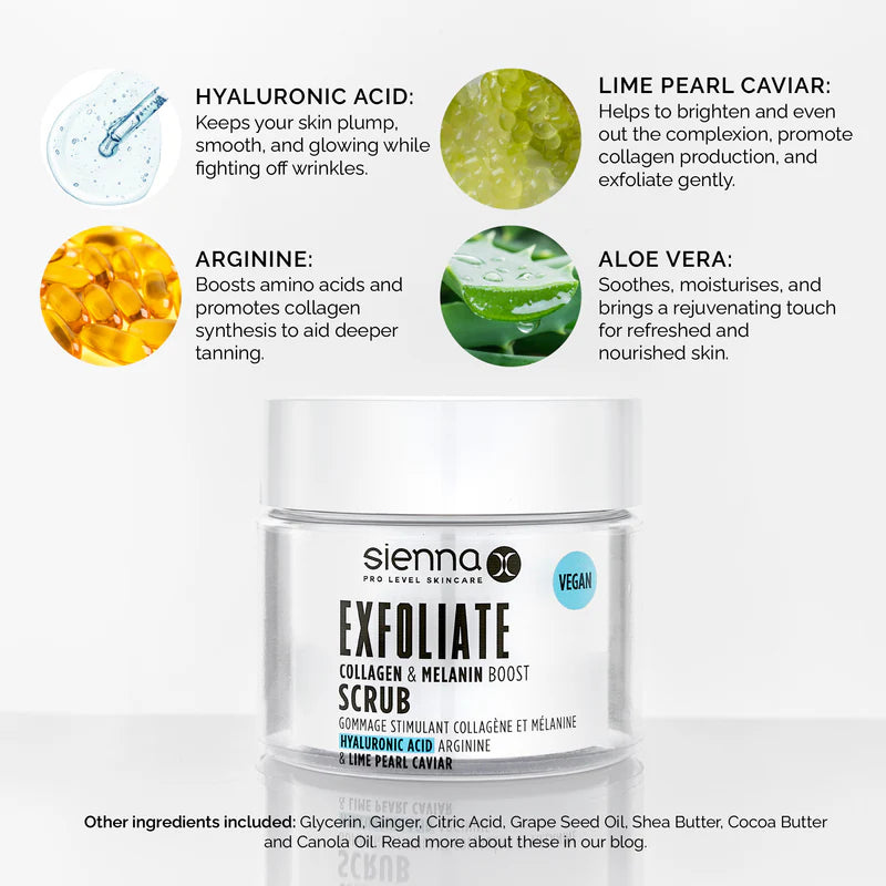 Sienna X Exfoliate Collagen & Melanin Boost Scrub 180ml