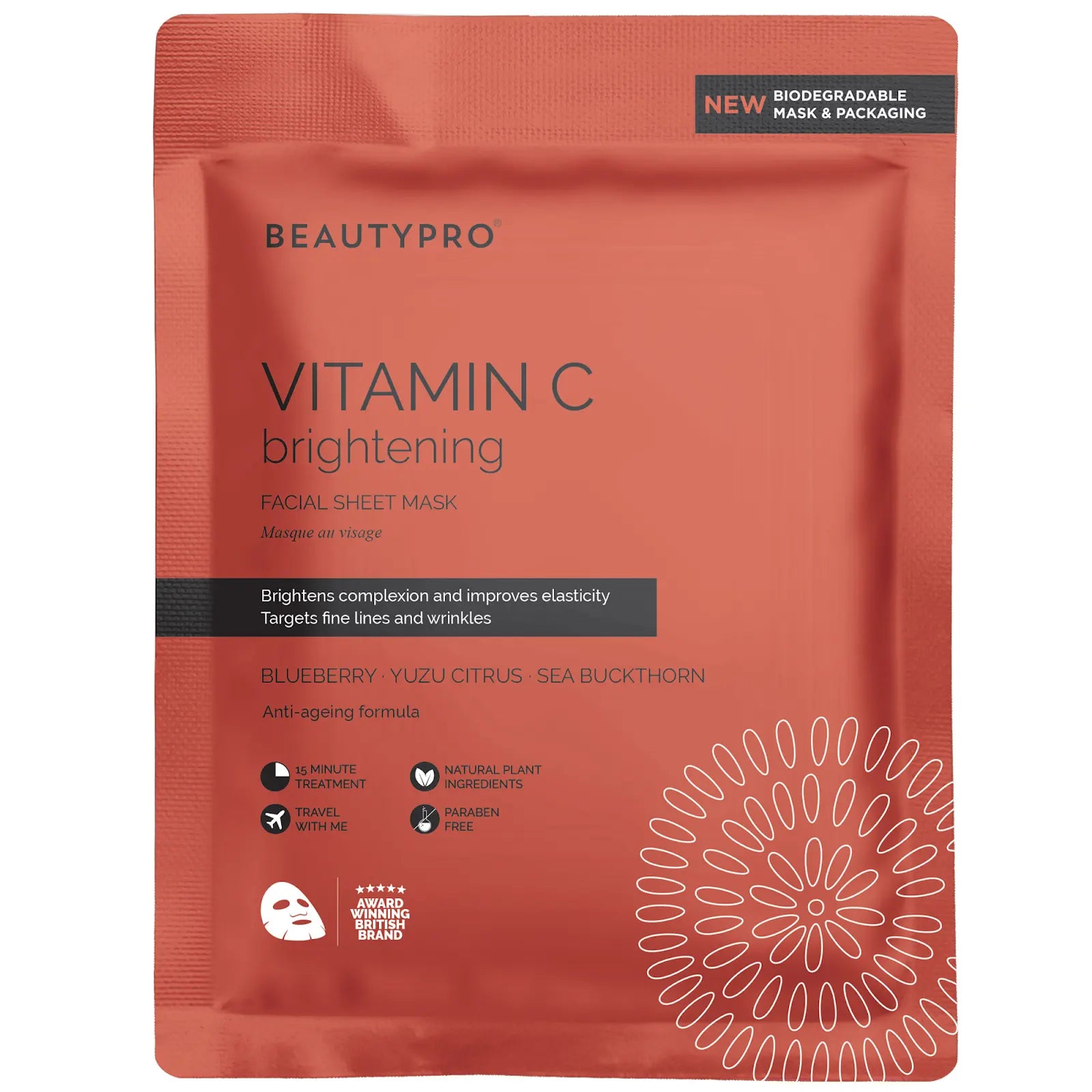 Beautypro Vitamin C Brightening Facial Sheet Mask