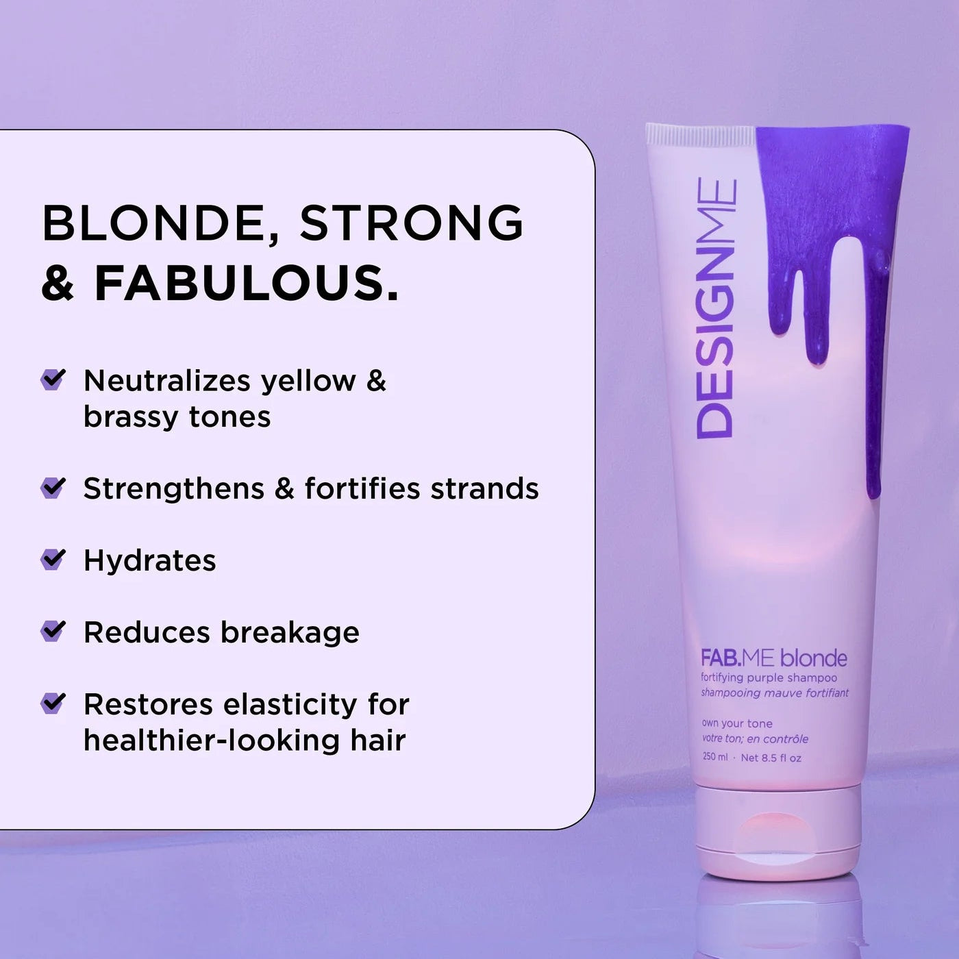 DESIGNME Fab.Me Blonde Fortifying Purple Shampoo 250ml