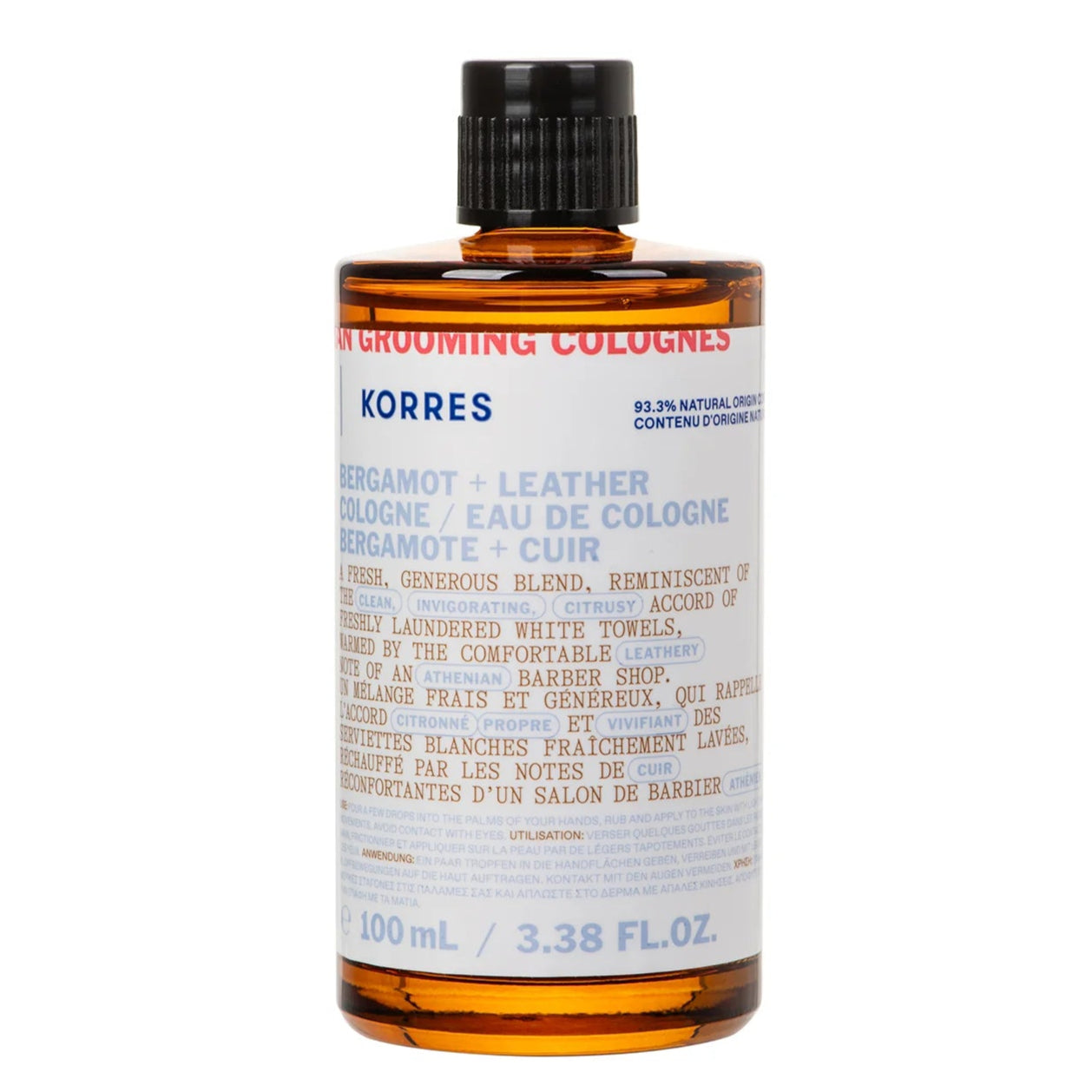 Korres Athenian Grooming Bergamot + Leather Eau De Cologne 100ml