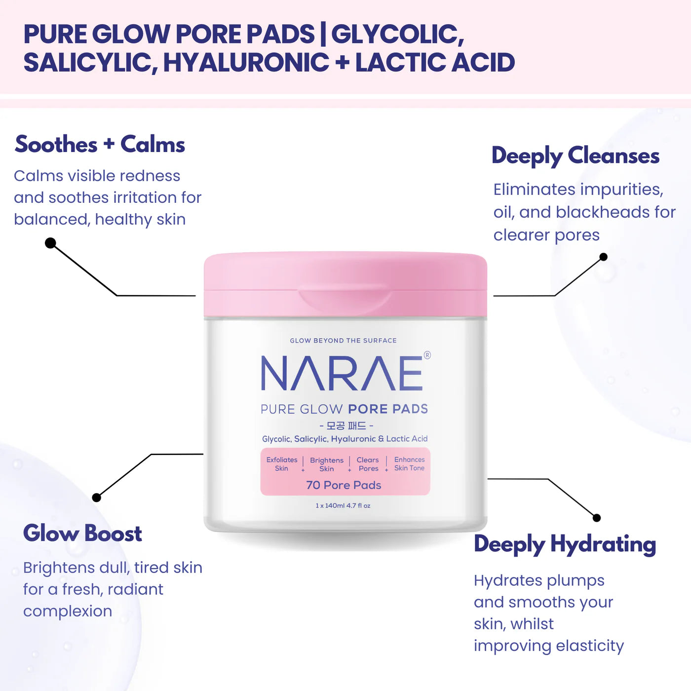 NARAE Pure Glow Pore Pad (70 Pore Pads) BENEFITS
