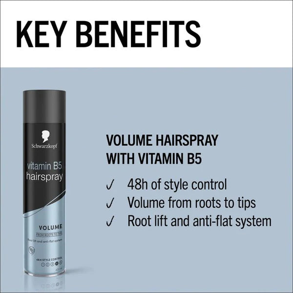 Schwarzkopf Volume Vitamin B5 Hairspray 400ml key benefits