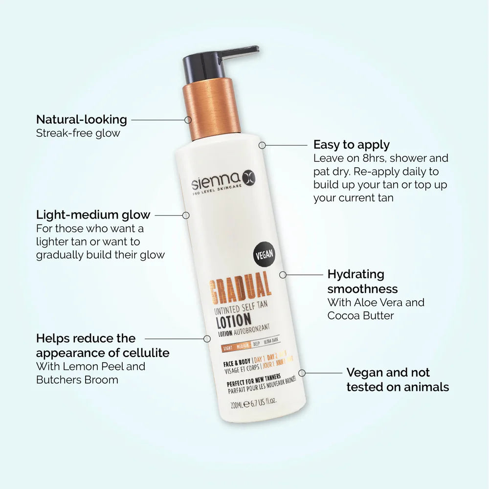 Sienna Gradual Untinted Self Tan Lotion 200ml BENEFITS