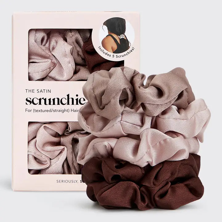 Kitsch Satin Sleep Scrunchies 5pc - Cameo