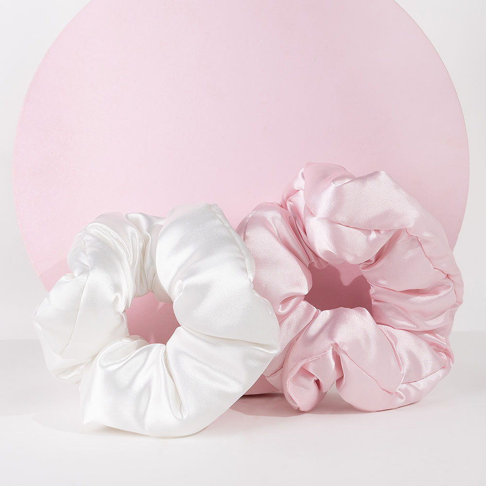 Brushworks Large Cloud Scrunchies - Pink & White (2 Pack)