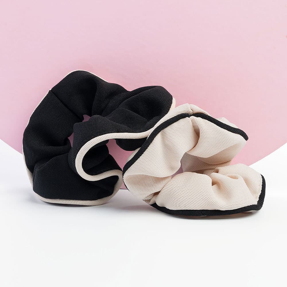 Brushworks Contrast Scrunchies Black and White