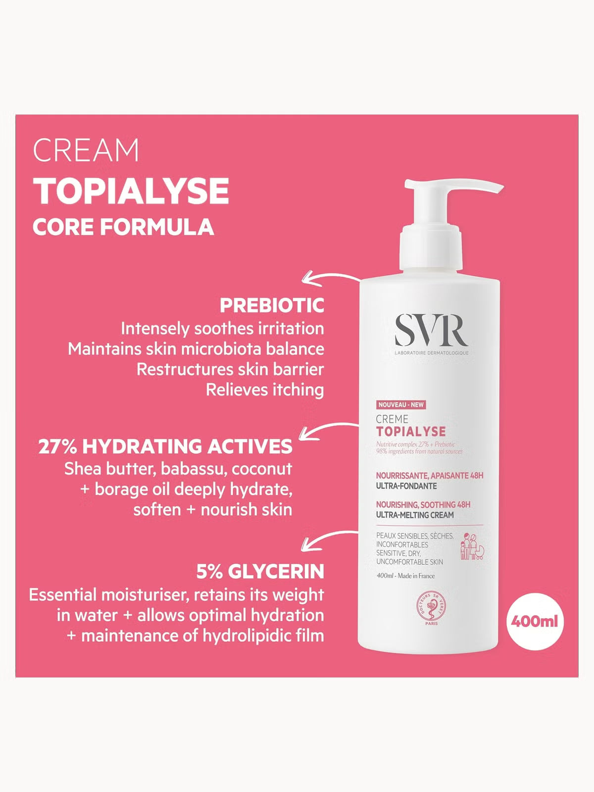 SVR Crème Topialyse Nourishing Soothing 48H Cream 400ml
