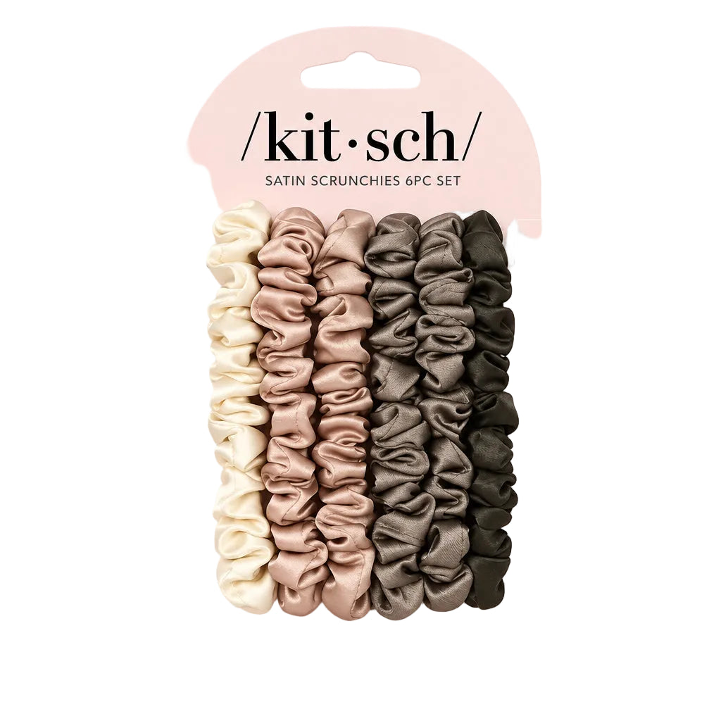 Kitsch Ultra Petite Satin Scrunchies 6pc - Eucalyptus