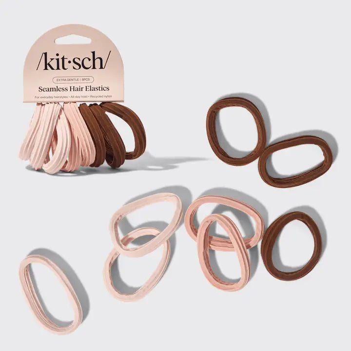 Kitsch Recycled Seamless Hair Elastics 8pc Set - Rosewood