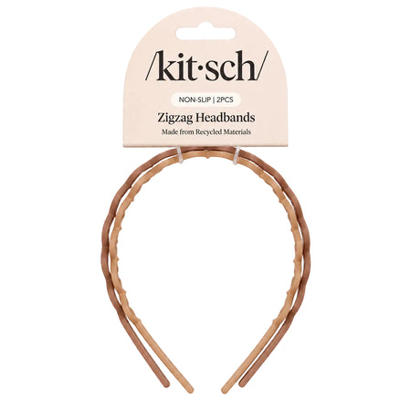 Kitsch Recycled Plastic Zig Zag Headband 2pc - Neutral
