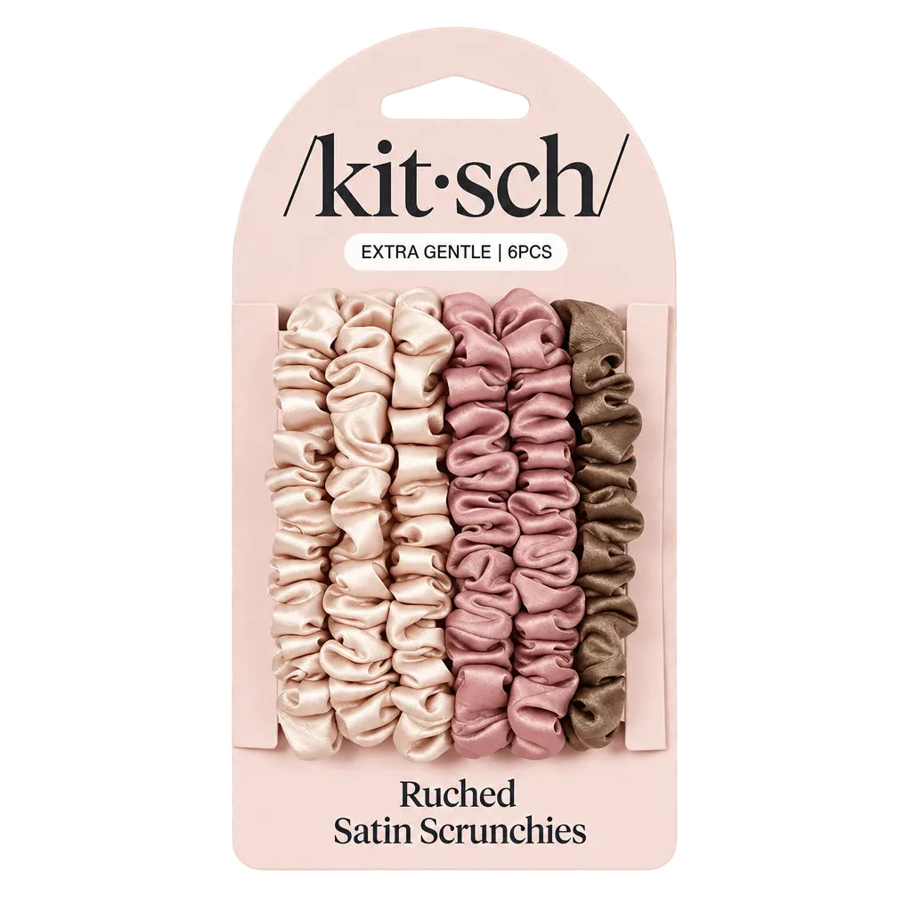 Kitsch Ultra Petite Satin Scrunchies 6pc - Terracotta