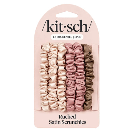 Kitsch Ultra Petite Satin Scrunchies 6pc - Terracotta