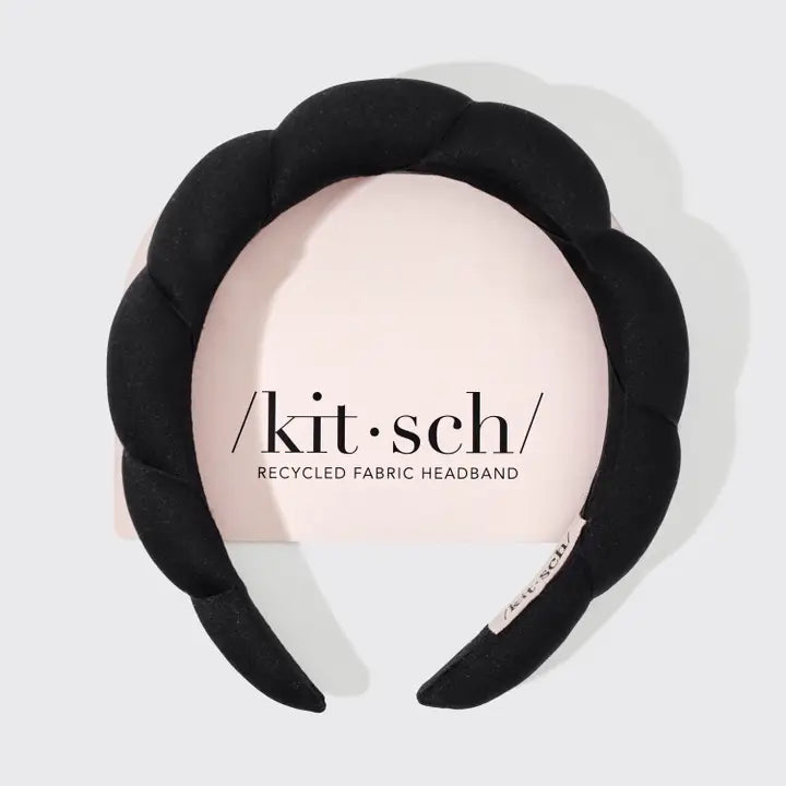 Kitsch Recycled Fabric Puffy Headband 1pc- Black
