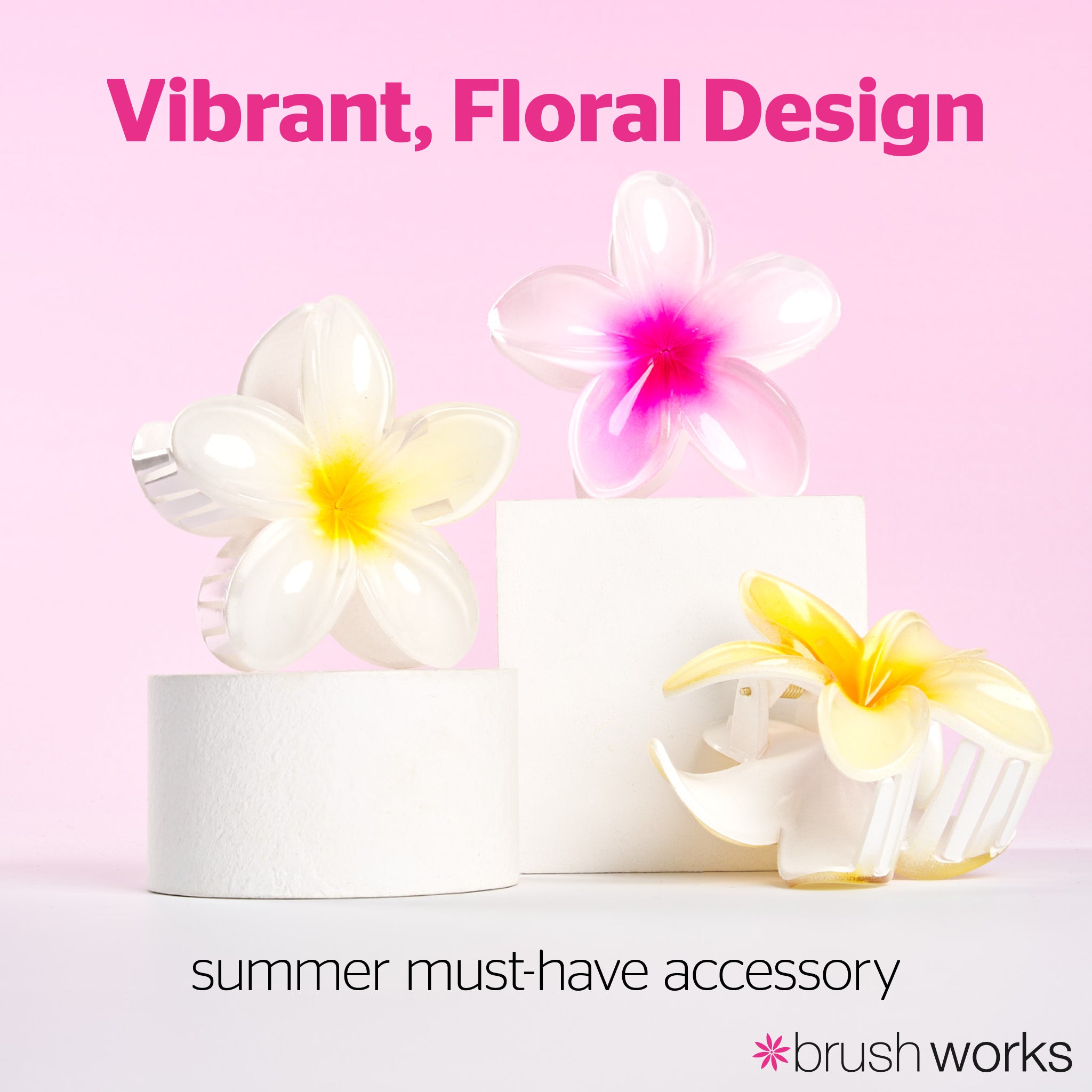 Brushworks Tropical Flower Claw Clips 3 pack