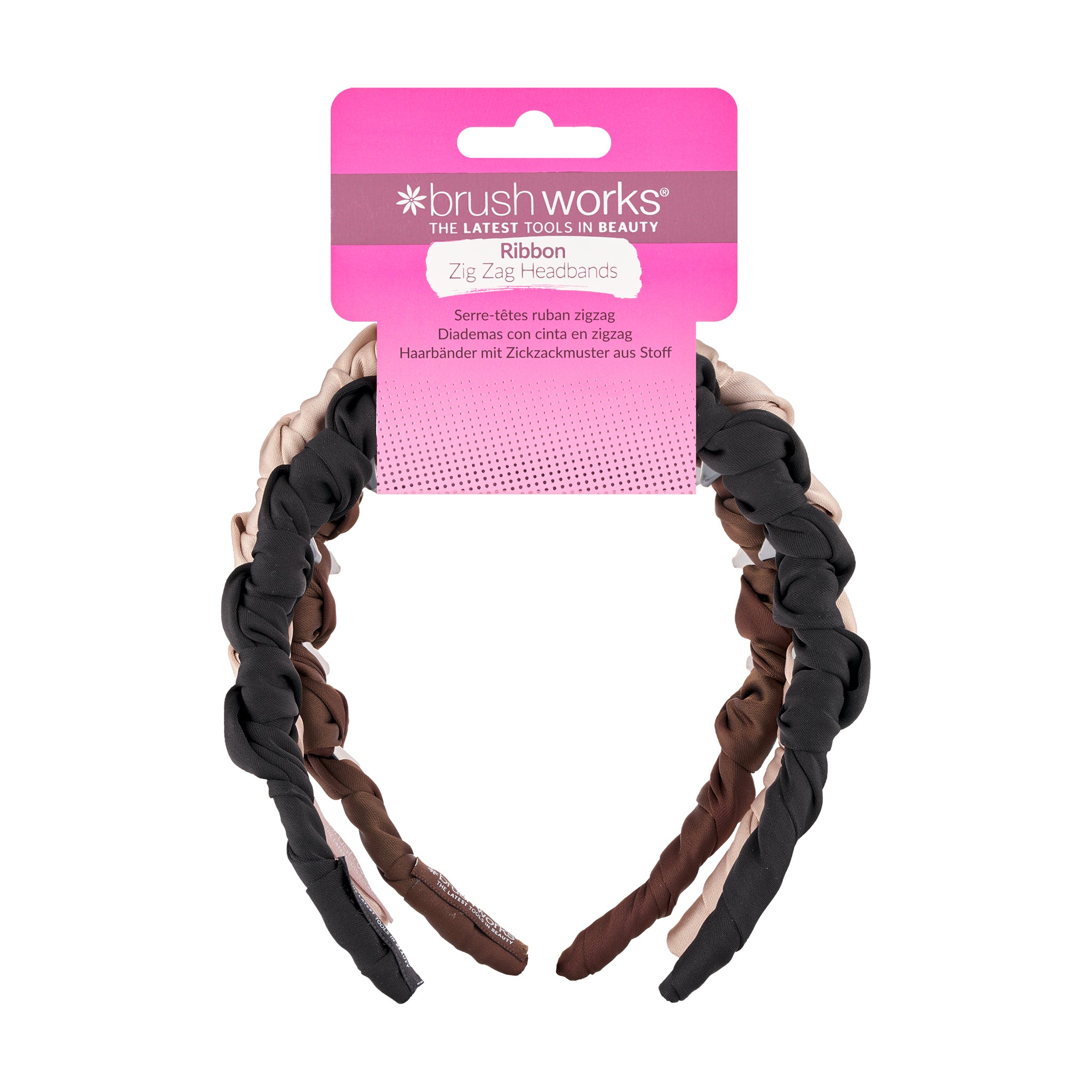 Brushworks Ribbon Zig Zag Headbands 3 Pack