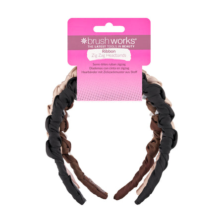 Brushworks Ribbon Zig Zag Headbands 3 Pack