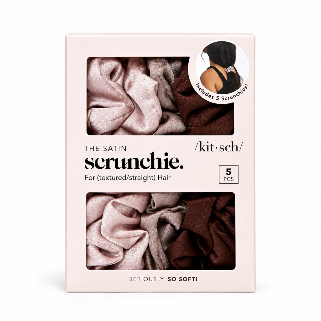 Kitsch Satin Sleep Scrunchies 5pc - Cameo
