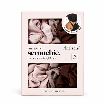Kitsch Satin Sleep Scrunchies 5pc - Cameo