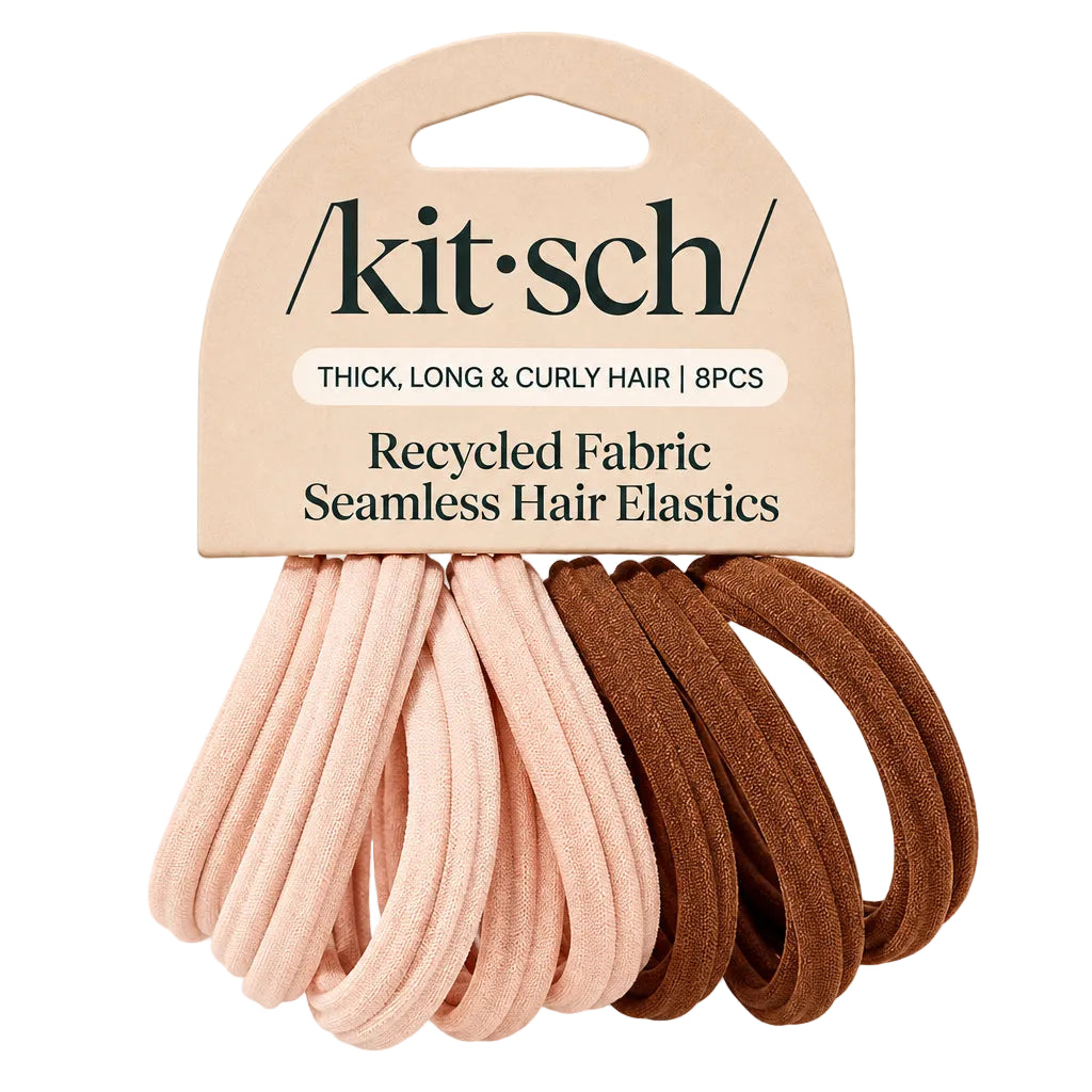 Kitsch Recycled Seamless Hair Elastics 8pc Set - Rosewood