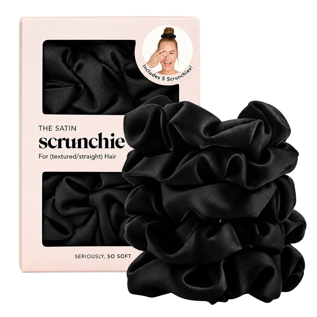 Kitsch Satin Sleep Scrunchies 5pc - Black