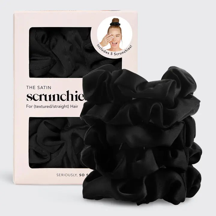 Kitsch Satin Sleep Scrunchies 5pc - Black