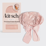 Kitsch Adjustable Oversized Satin Bonnet- Blush
