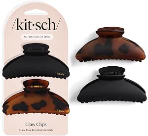 Kitsch Recycled Plastic Medium Claw Clips 2pc - Black & Tort
