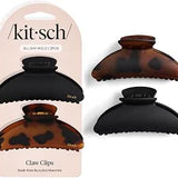 Kitsch Recycled Plastic Medium Claw Clips 2pc - Black & Tort