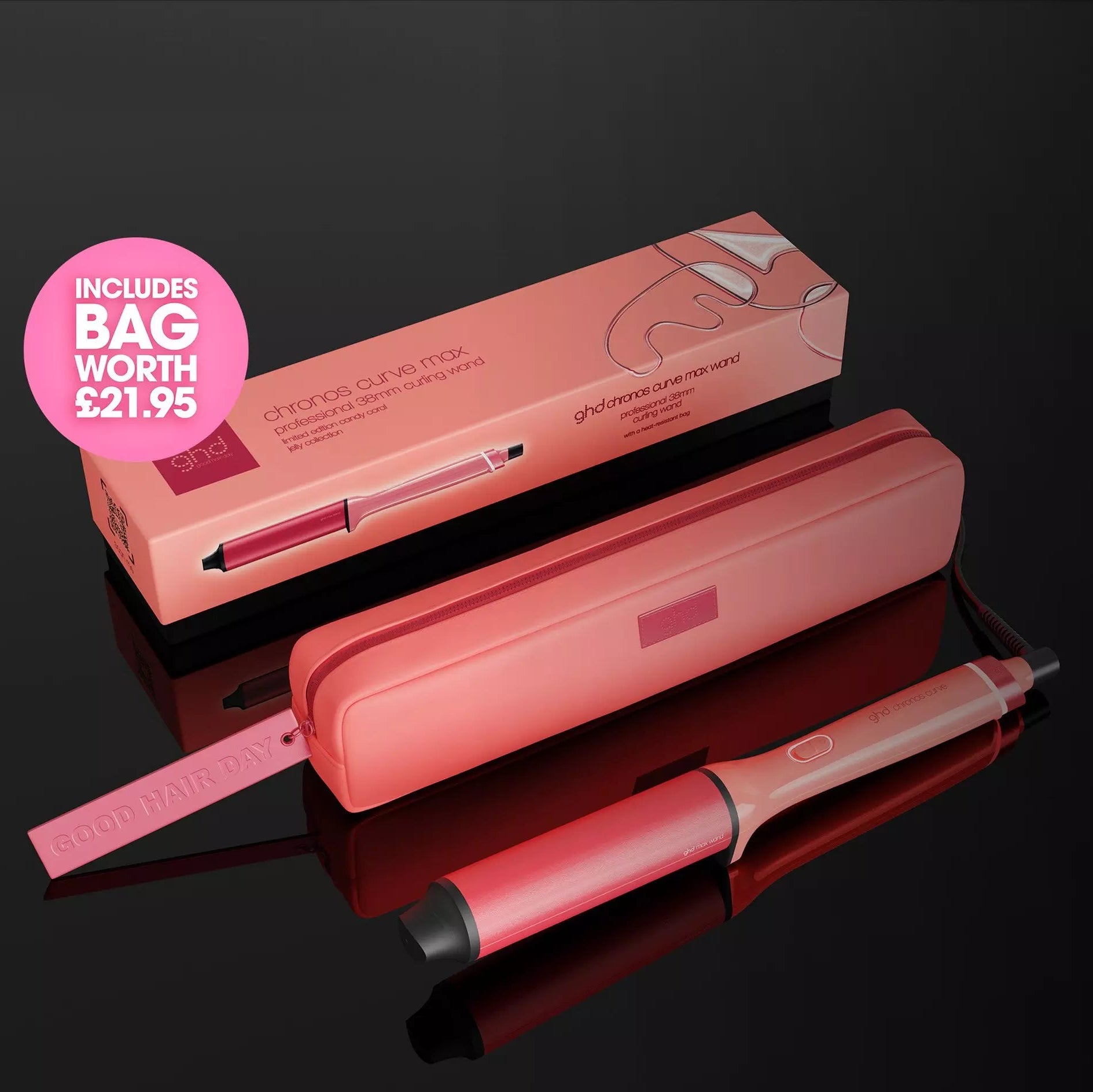 ghd Chronos Curve Max Wand for Loose Waves in Candy Coral