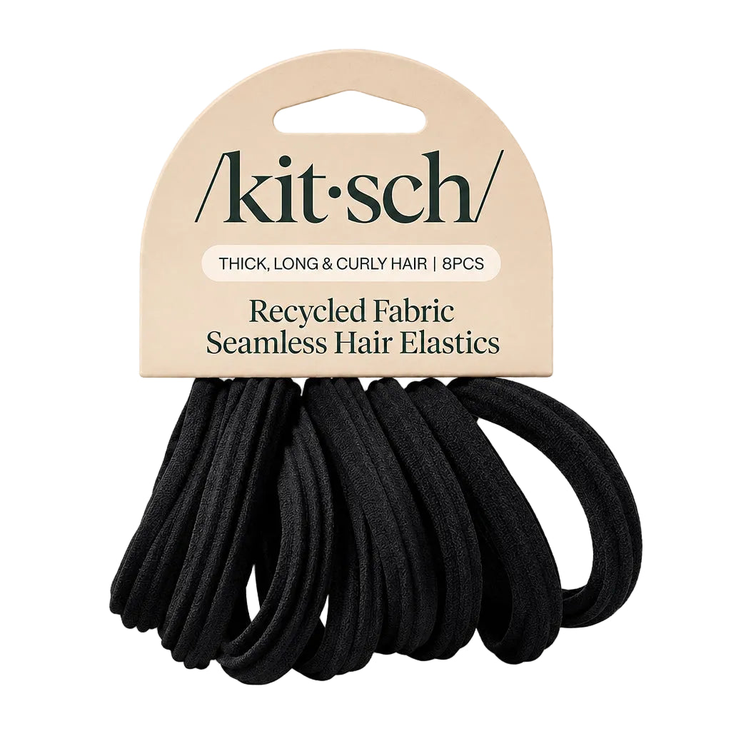 Kitsch Recycled Seamless Hair Elastics 8pc Set - Black