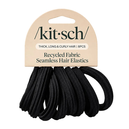 Kitsch Recycled Seamless Hair Elastics 8pc Set - Black