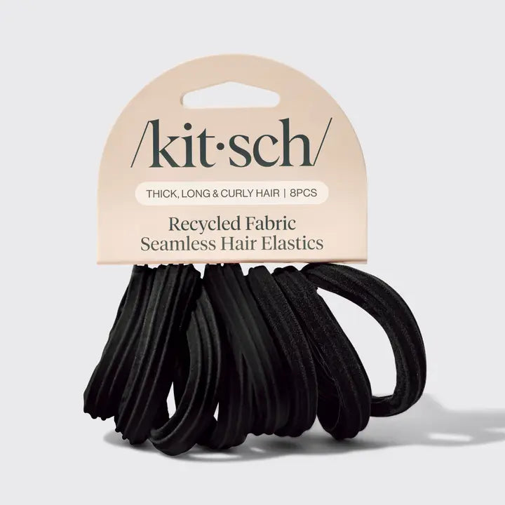 Kitsch Recycled Seamless Hair Elastics 8pc Set - Black