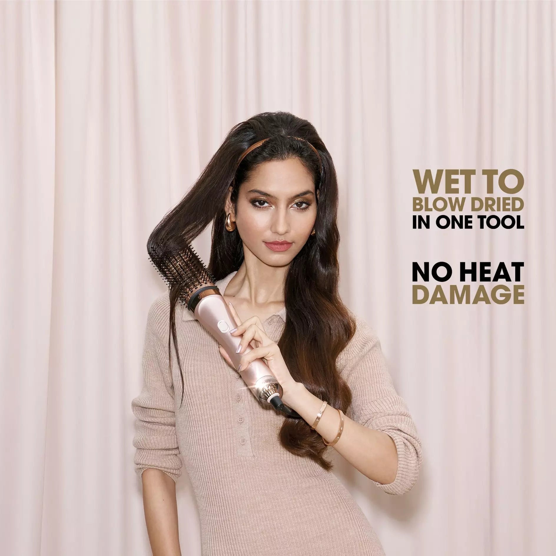 ghd Duet Blowdry Hair Dryer Brush Festive Gift Set In Cashmere Beige