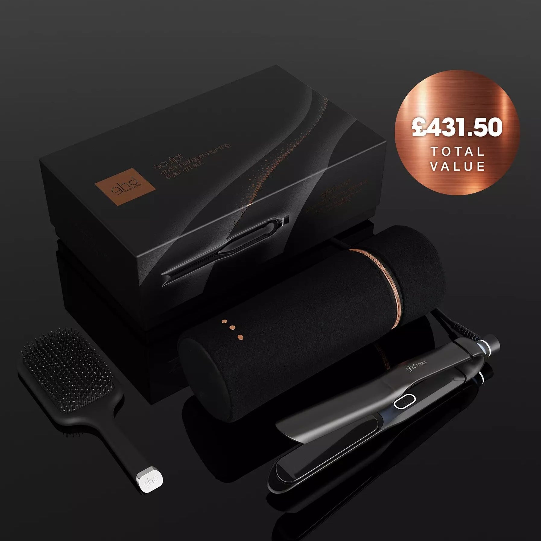 ghd Sculpt Interactive Hair Straightener Festive Gift Set In Black