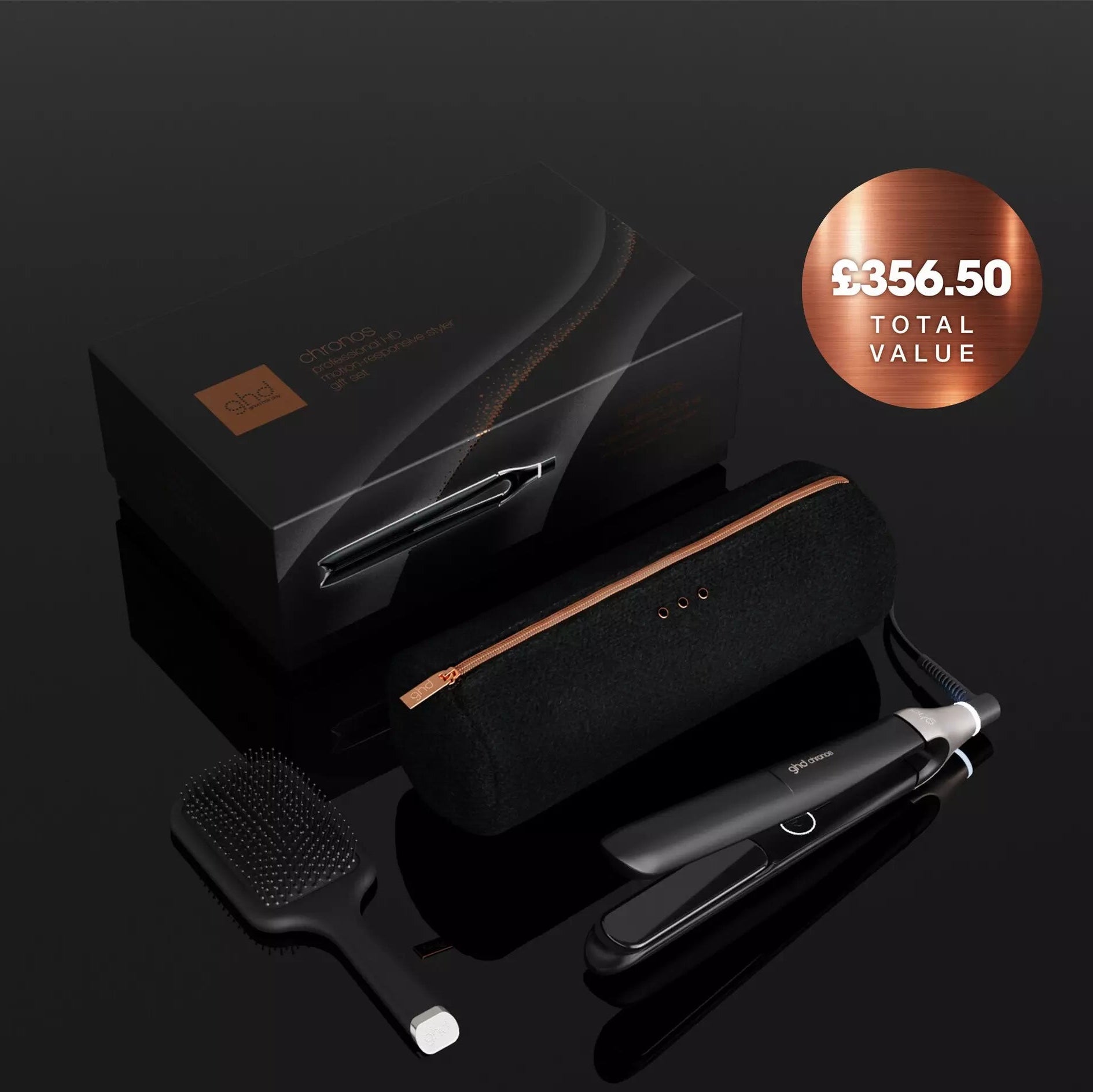 ghd Chronos Hair Straightener Festive Gift Set In Black