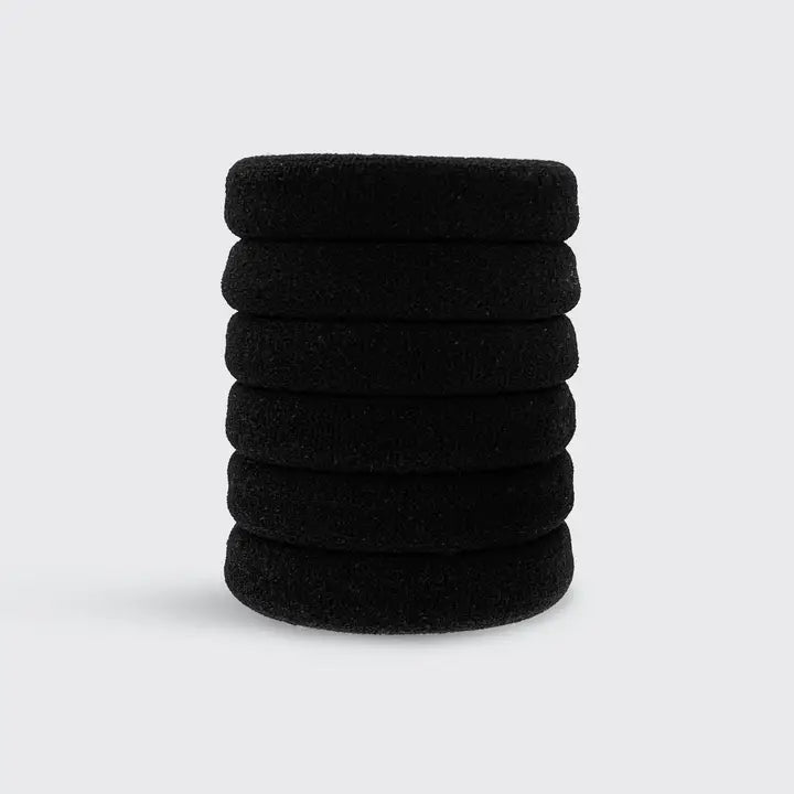 Kitsch Recycled Nylon Thick Hair Elastics 6pc Set- Black