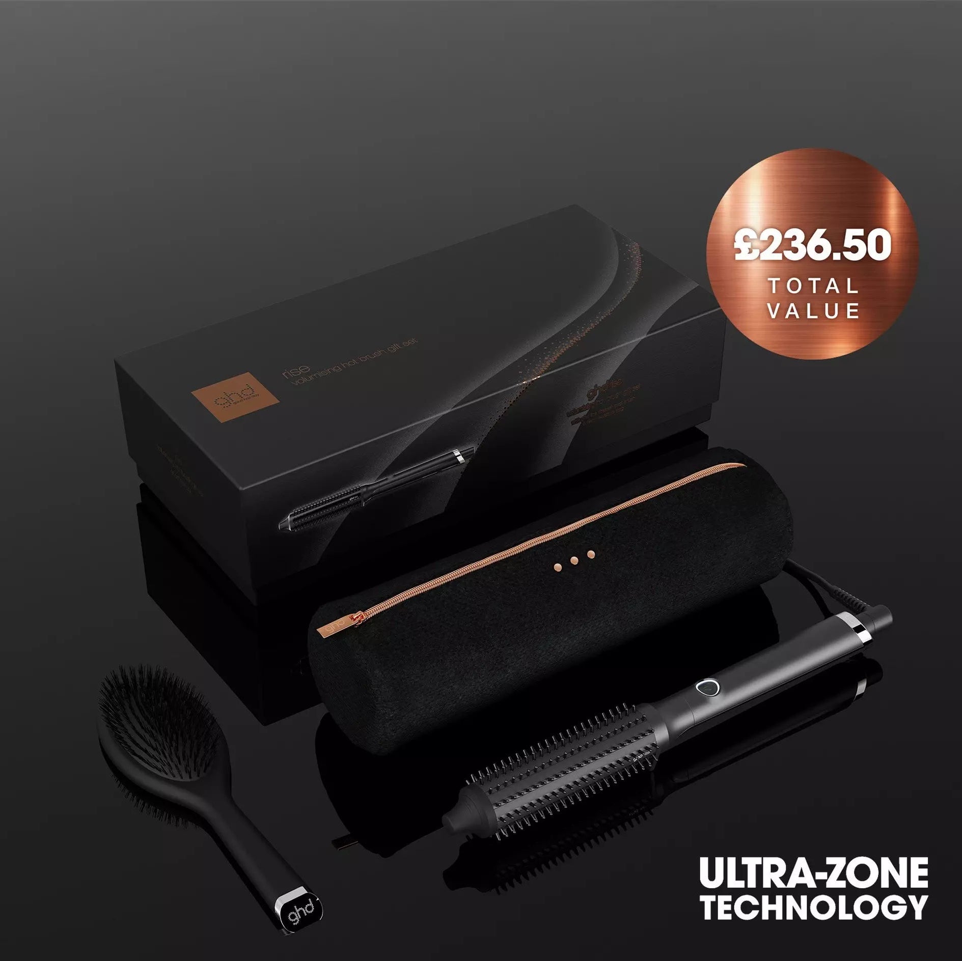 ghd Rise Hot Brush Festive Gift Set In Black