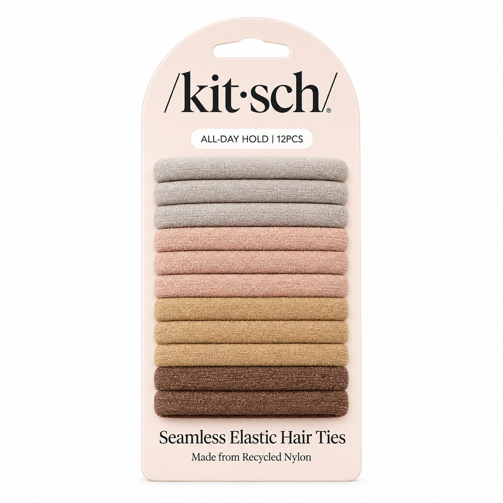 Kitsch Recycled Nylon Glitter Medium Elastics 12pc- Neutral