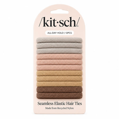 Kitsch Recycled Nylon Glitter Medium Elastics 12pc- Neutral