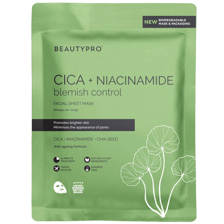 BEAUTYPRO Cica + Niacinamide Blemish Control Face Sheet Mask